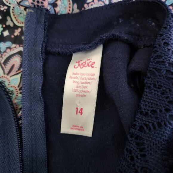 JUSTICE Girls Navy Blue High Neck Romper Dress Size 14 - Picture 6 of 8